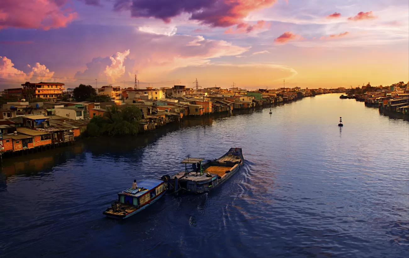 Sunset over the Mekong River