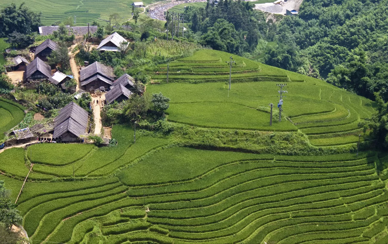 Village on a rice terrace