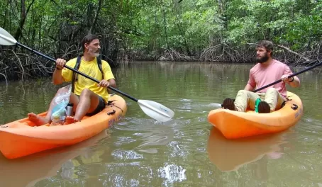 Ramon and Matt kayaking in the mangroves
