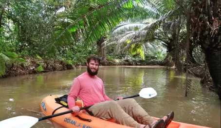Matt kayaking in the jungle