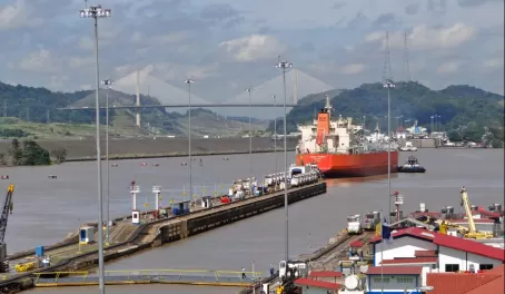 Ships entering the locks on the Panama Canal