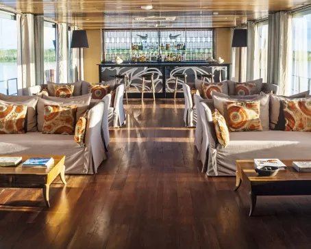 Indoor lounge on board the Aria Amazon