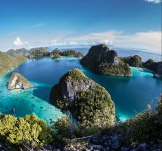 Limestone islands in a lagoon