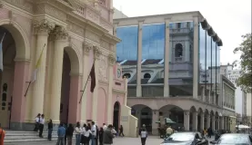 Salta cathedral and new bank