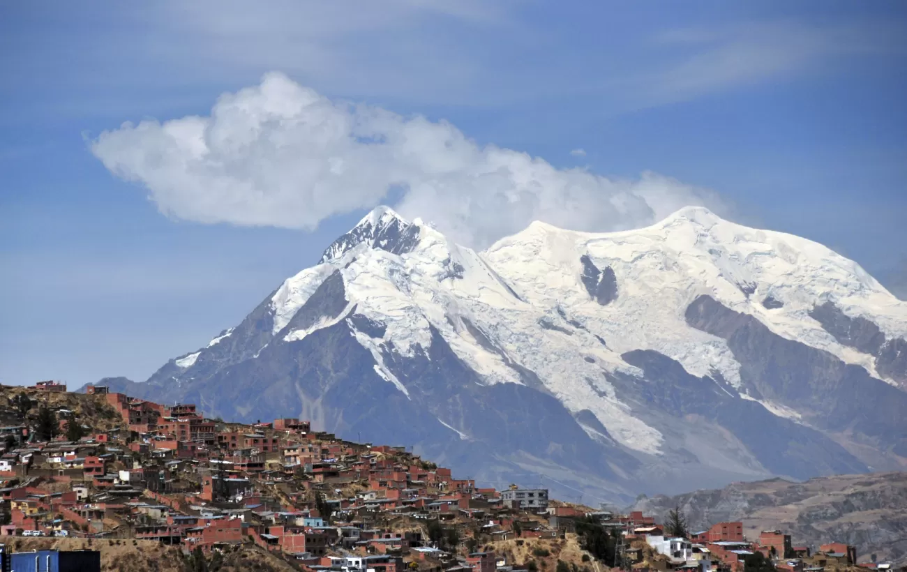 Nevado Illimani peak near La Paz