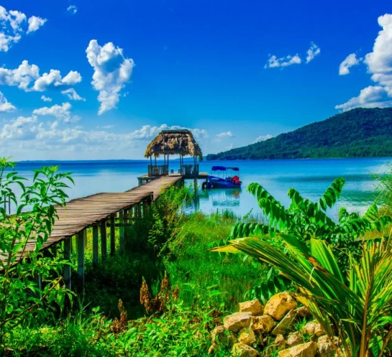 Beautiful pier at Lake Peten, Guatemala