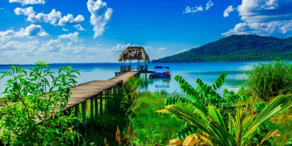 Beautiful pier at Lake Peten, Guatemala