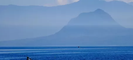 Lone boat on Lake Atitlan