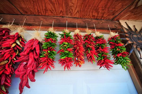 Peppers hanging up in Mexico
