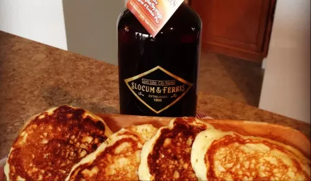 Buttermilk Pancakes at home with my new Slocum & Feris Maple Syrup!