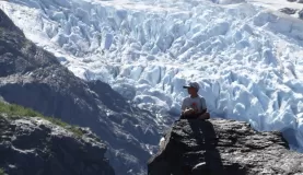 Resting in front of a glacier