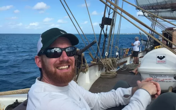 Relaxing on board the Liberty Clipper