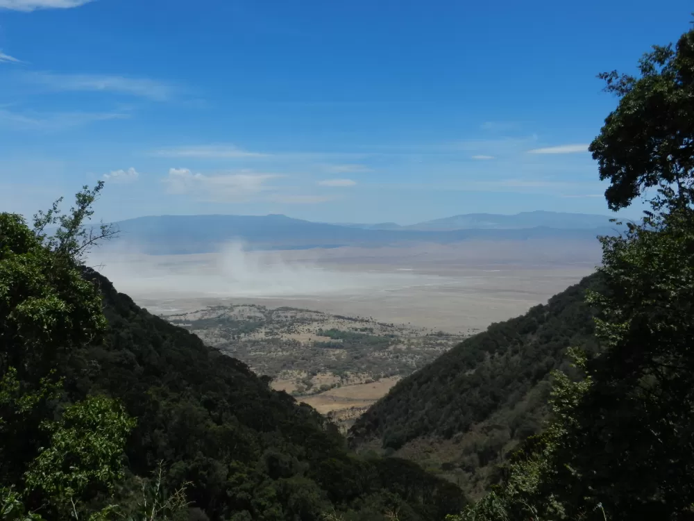 View of Ngorongoro Crater as we exit the park