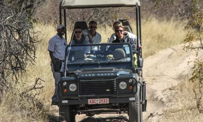 Safari open air vehicle transfer from Halfway to Camelthorn