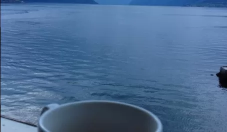 Coffee with a view from my room at Kviknes Hotel, Balestrand