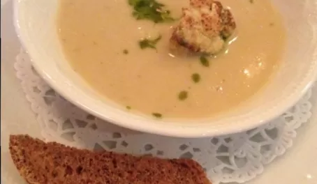 Cauliflower soup at Walaker Hotell, the oldest hotel in Norway