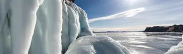 Sun shining on the ice
