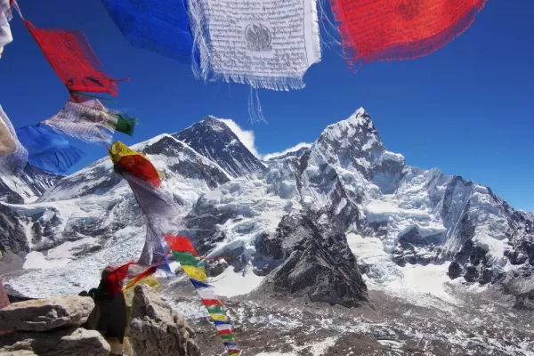 Prayer flags over the mountains